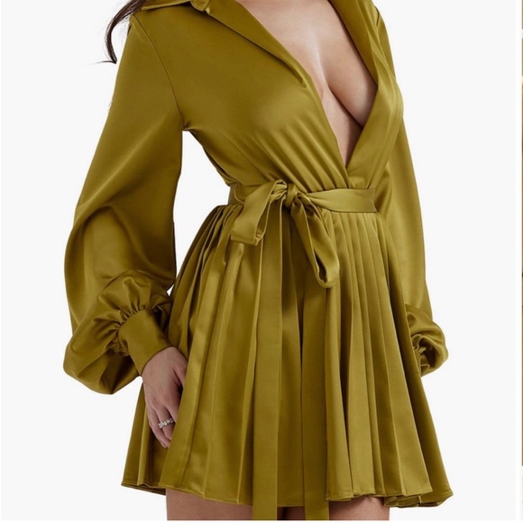 House of CB Allegra Long Sleeve faux Wrap Cocktail Minidress, SIZE MEDIUM 1033 - Picture 2 of 7